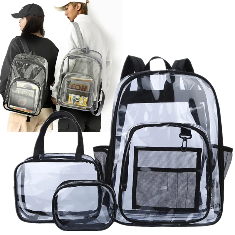

Прозрачный водонепроницаемый рюкзак унисекс, вместительный однотонный прозрачный ранец, модная дизайнерская сумка для пар
