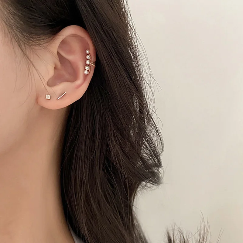 1pc Pearl Ear Clip On Earrings For Women Girls Non Piercing Fake Cartilage Wrap Cuff Fashion Fine Jewelry Earcuff Accessorie - купить по