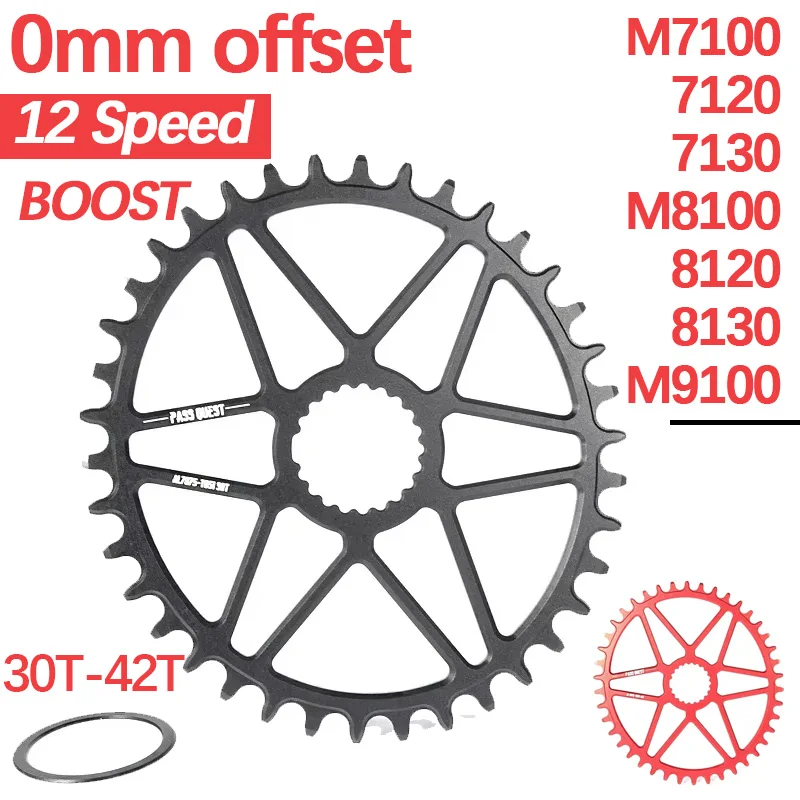 Черная/красная 0 мм смещенная 30T/32T/34T/36T/38T/40T/42T овальная велосипедная звездочка для