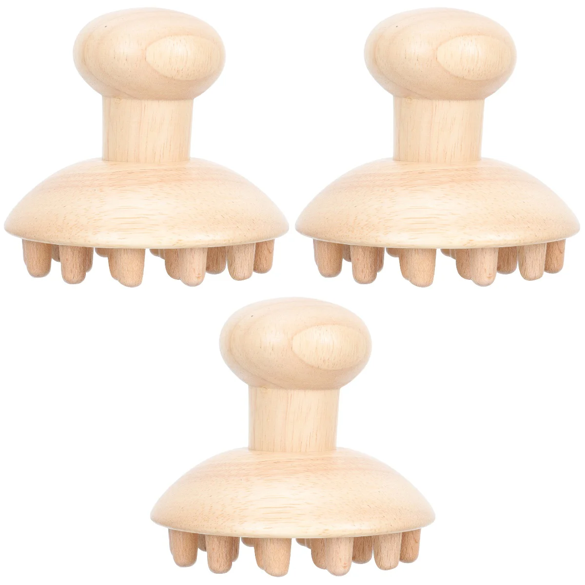 

3 pcs Wooden Comb Creative Head Massager Practical Hair Grooming Tool