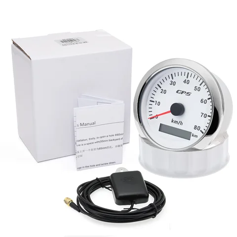 A 85 мм GPS-спидометр для мотоцикла, морской лодки, 30 ~ 200 кГц, измеритель скорости для лодки, автомобиля, грузовика с GPS-антенной, 7 цветов подсветки