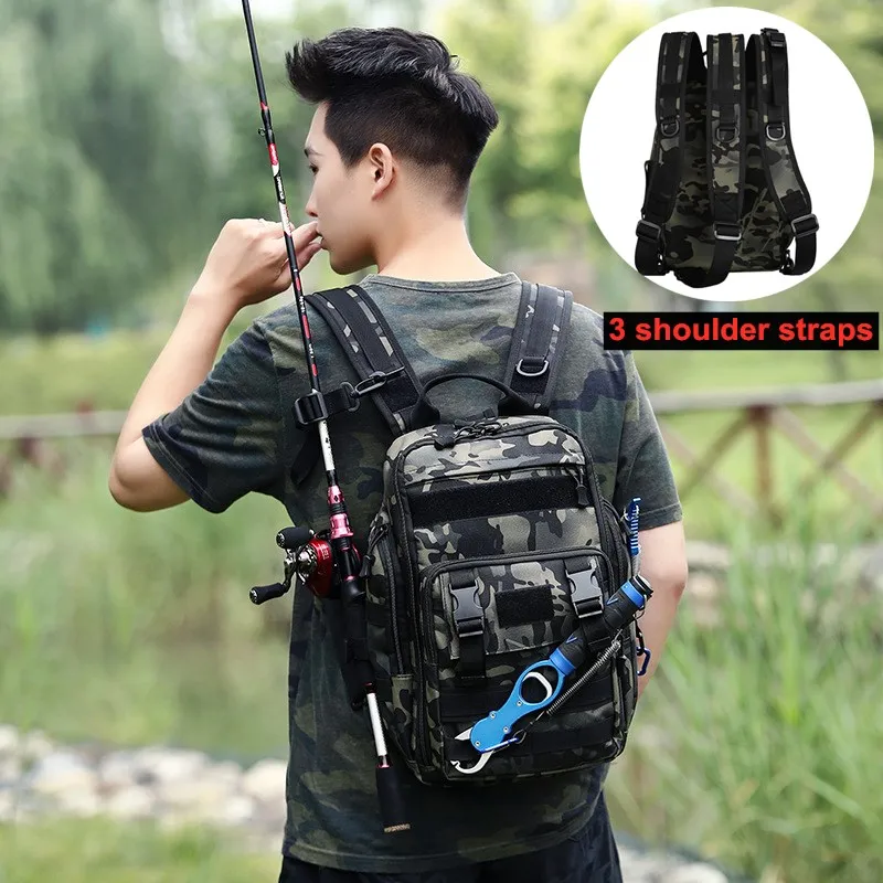 

Messenger Bag Three Strap Shoulder Bag Outdoor Fishing Gear Bags Camouflage Backpack Men Women Hiking Travel Sports Chest Bag