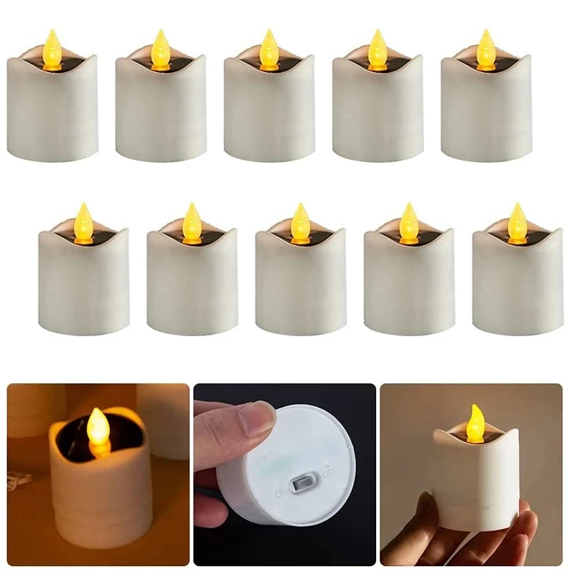 

5Pcs Solar Power Tea Light Waterproof Outdoor Candle Flameless Flicker Led Candles Light Garden Camping Party Lantern Home Decor