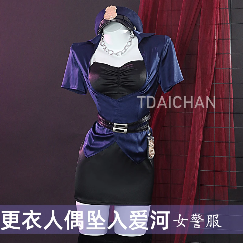 

Женская Полицейская униформа из аниме «мой костюм», «Мой любимый костюм», Марин Китагава, костюм для косплея, парик, серьги, шляпа, синее пал...