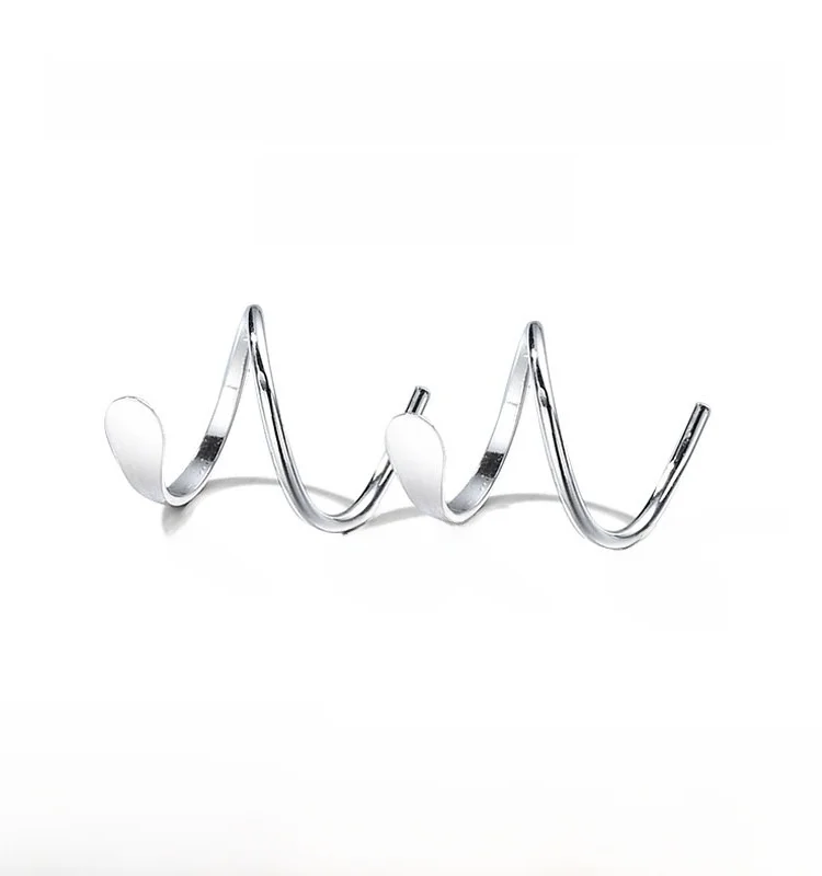 S999 Silver High-Grade Simple Wave Stud Earrings Women Sterling Square round Face Anti-Allergy Ear Care