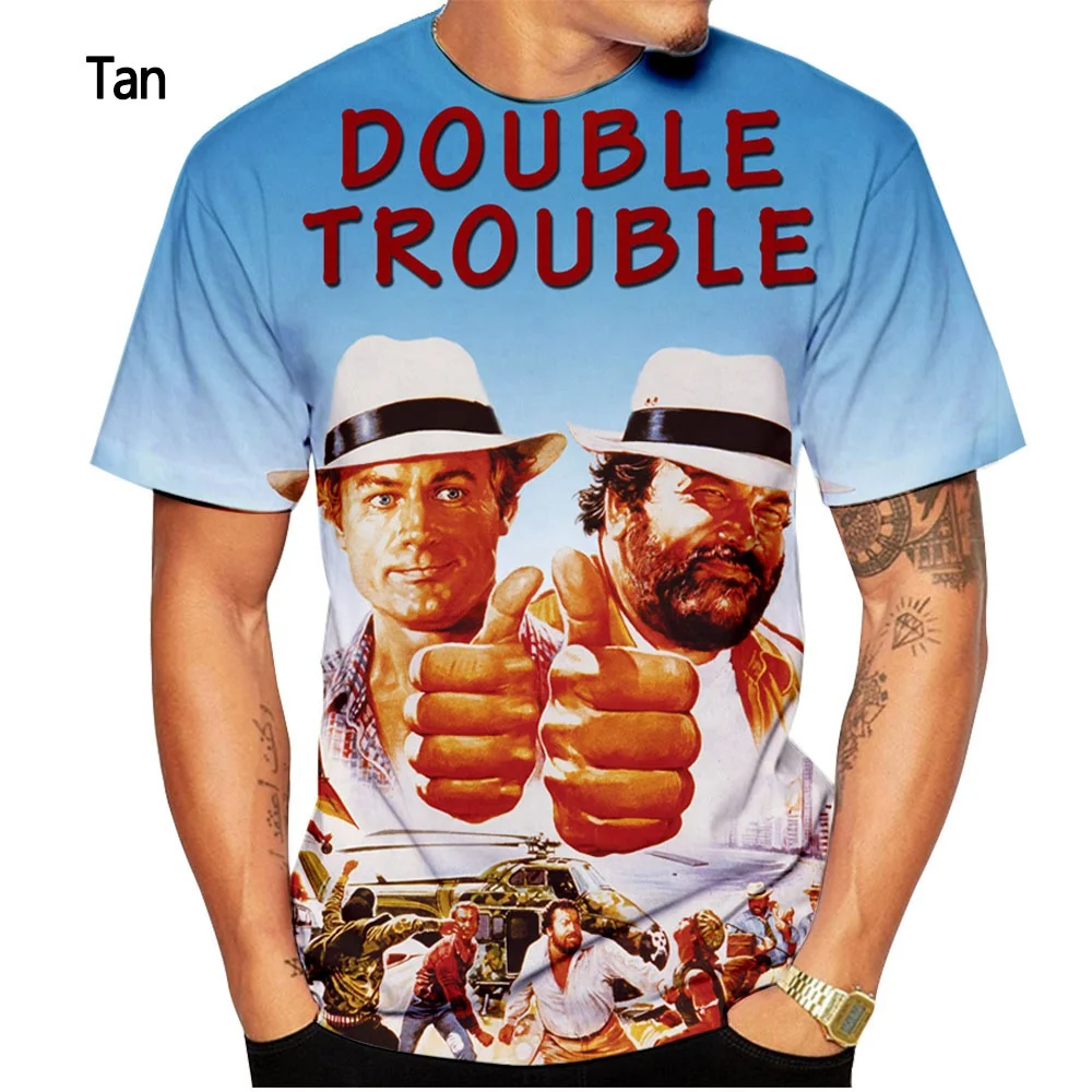 

Новинка, модная футболка с 3D принтом бутон Спенсер Теренс Хилл, мужская и женская Повседневная футболка с коротким рукавом