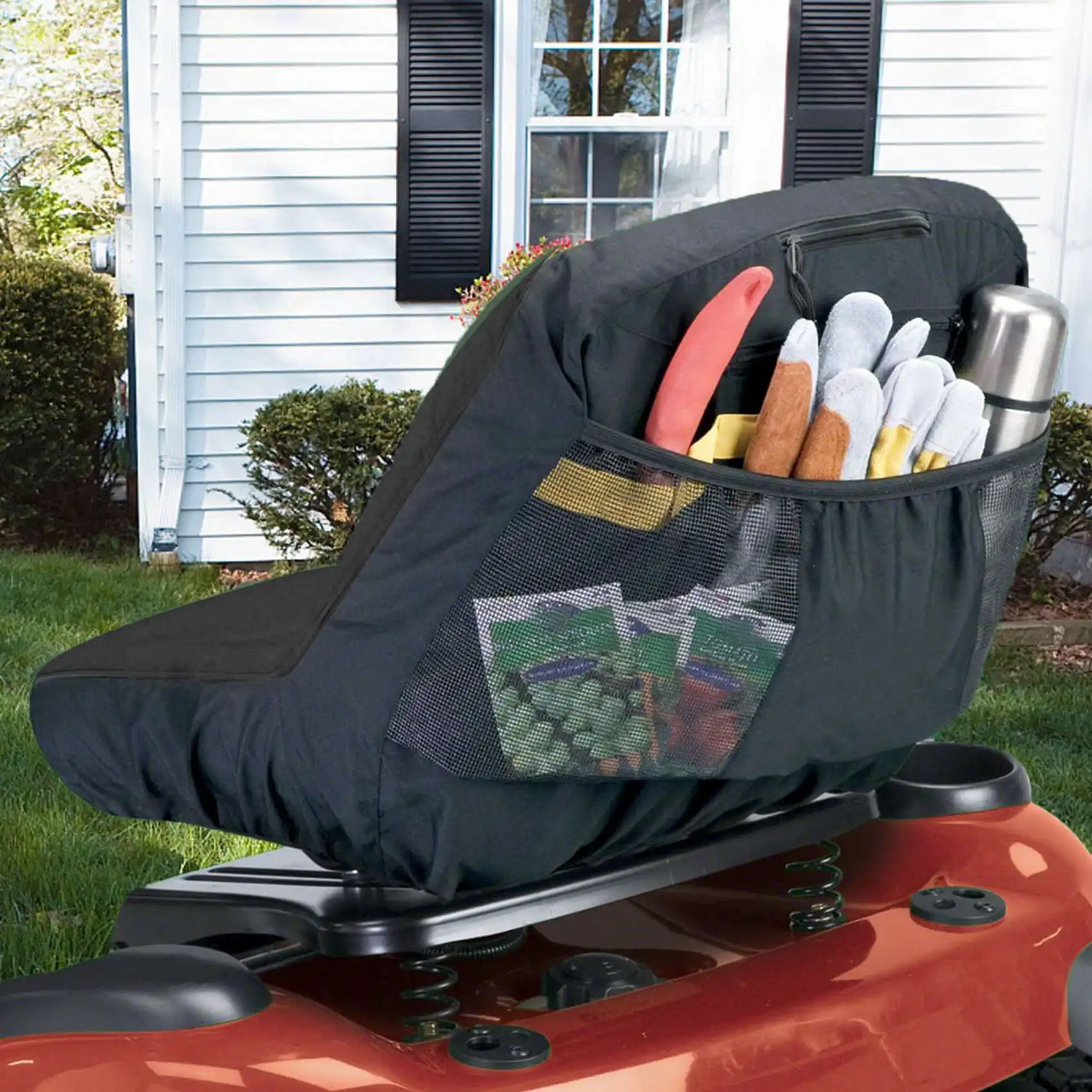 

2X Universal Riding Lawn Mower Tractor Seat Cover Padded Comfort Pad Storage Pouch Medium