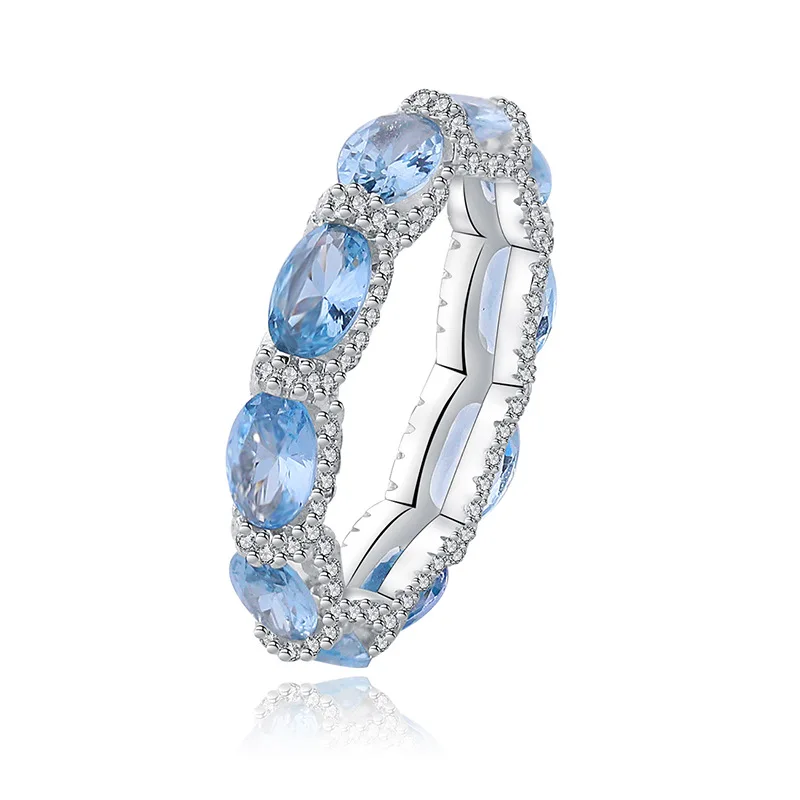 

Luxury 925 Sterling Silver Artificial Topaz Rings for Women Fine Jewelry Party High Carbon Diamond Zircon Ring Gift for Girl
