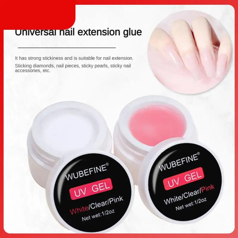 

Quick Building Uv Led Gel Rhinestone Glue White Finger Extension 15ml Gel Nail Polish Nail Supplies Semi Permanent Manicure Pink