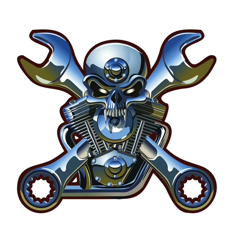 

3D Interesting Metal Skeleton Skull Mend Machine Tool Car Sticker Funny Colorful Stickers Auto Automobile Decals PVC14x13cm