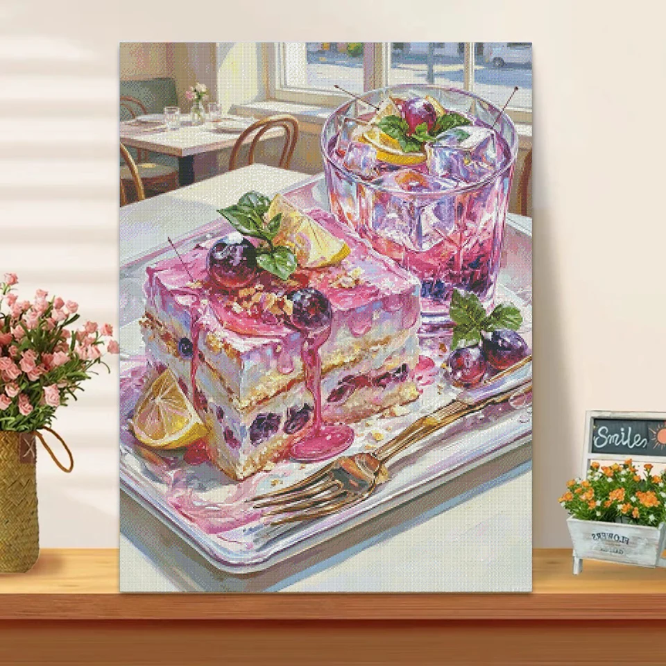 Фото Набор для алмазной вышивки Cake Diamond Painting: высококачественная полная квадратная алмазная мозаика с эффектом сказочной пыли, кристаллы, мозаика в виде еды, набор для вышивания крестиком, подарок, новинка №2