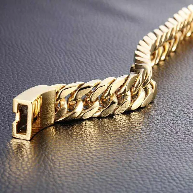 Fashion Black Cuban Chain Bracelet Stainless Steel Bracelet Hip Hop Bracelets for Men Jewelry Party Anniversary Gift Wholesale 3