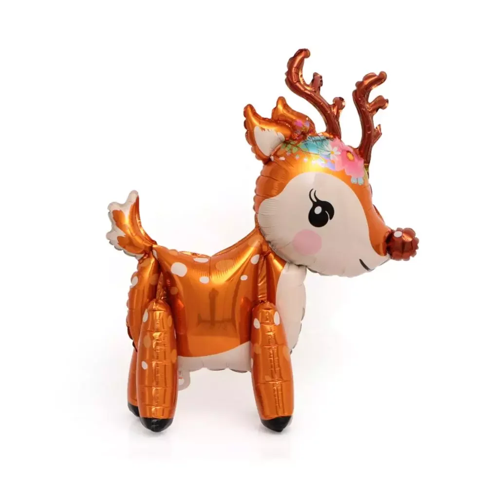 

1 pc cute 4D deer balloons walking deer animal balloons for Christmas party decor kids birthday decorations deer toys foil globe