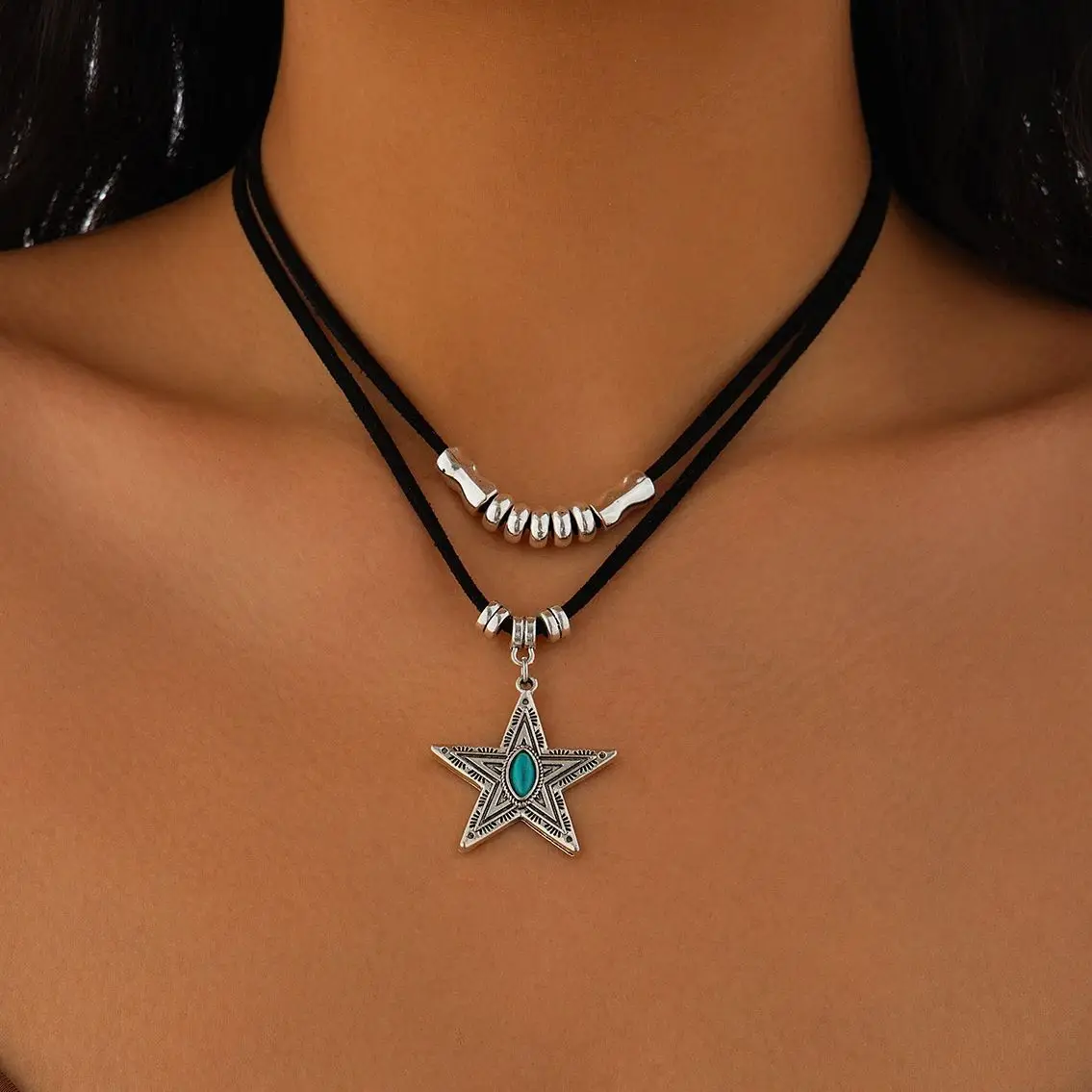 SHIXIN 2 шт./комплект винтажных геометрических Звезда кулонов ожерелье для женщин