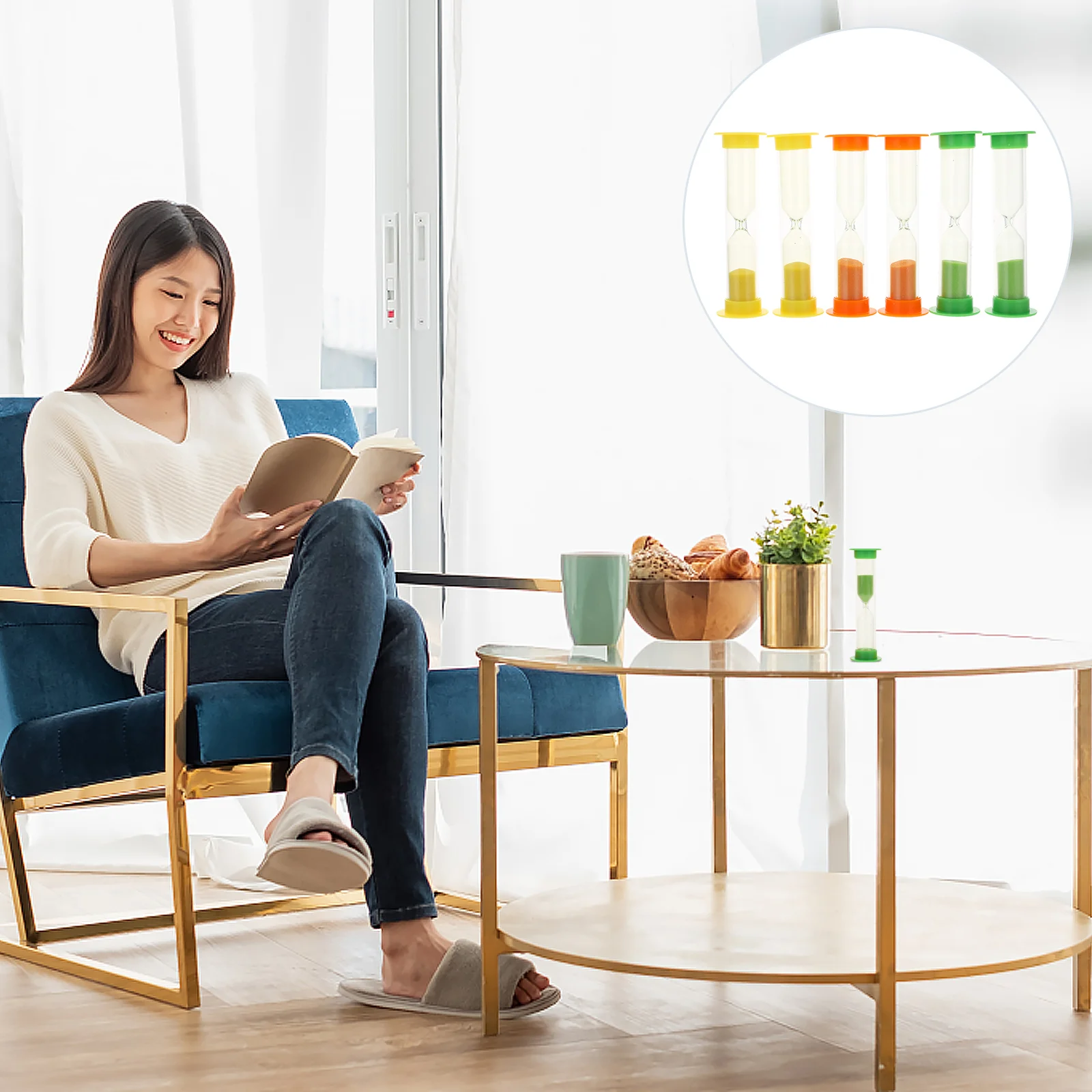 

6pcs Decorative Reusable Practical Timer Adornment Colorful Hourglass for School Home Office