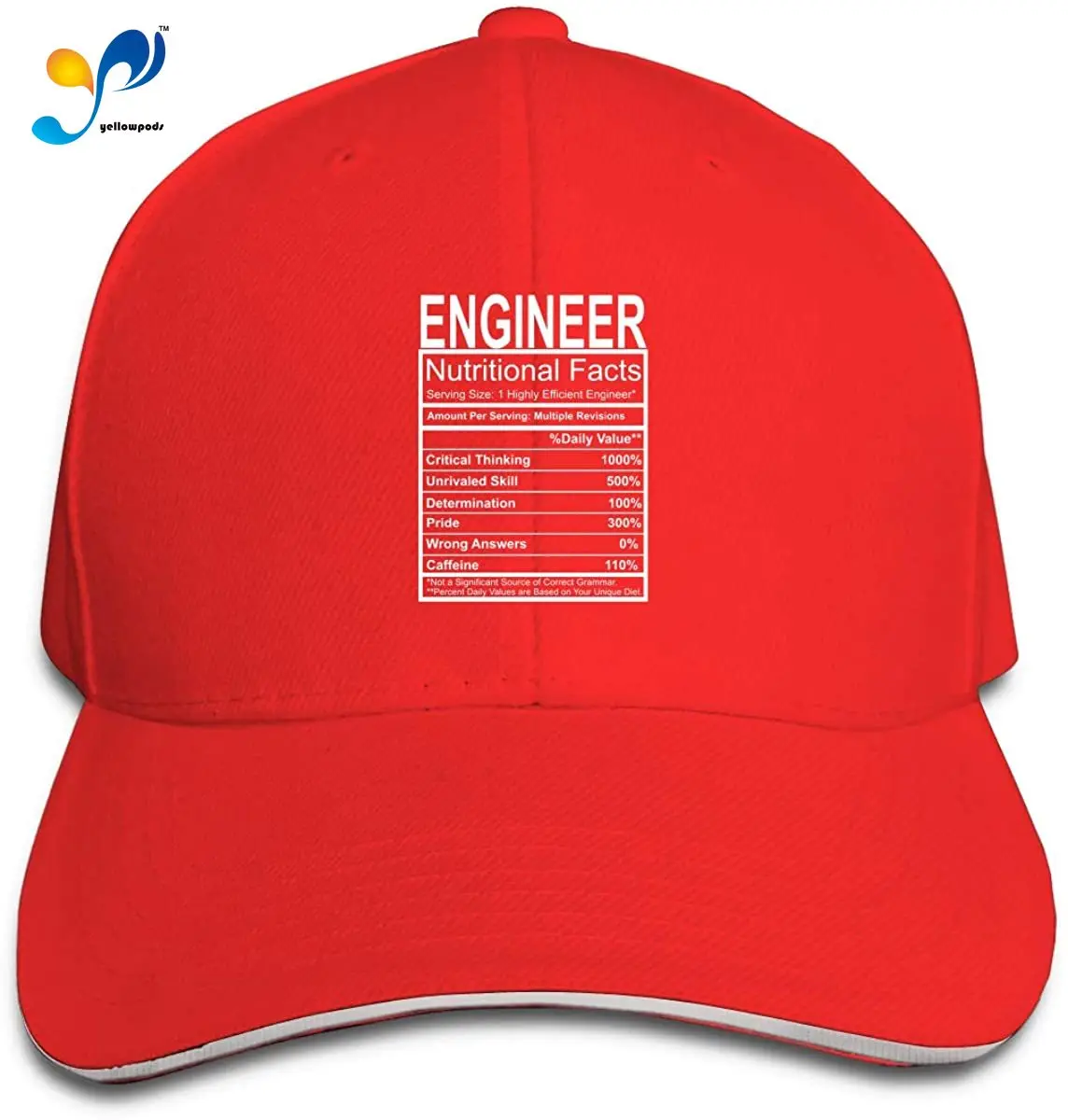 

Engineer Gift Nutritional Facts Men's Women Classical Hat Fashionable Peak Cap Cap