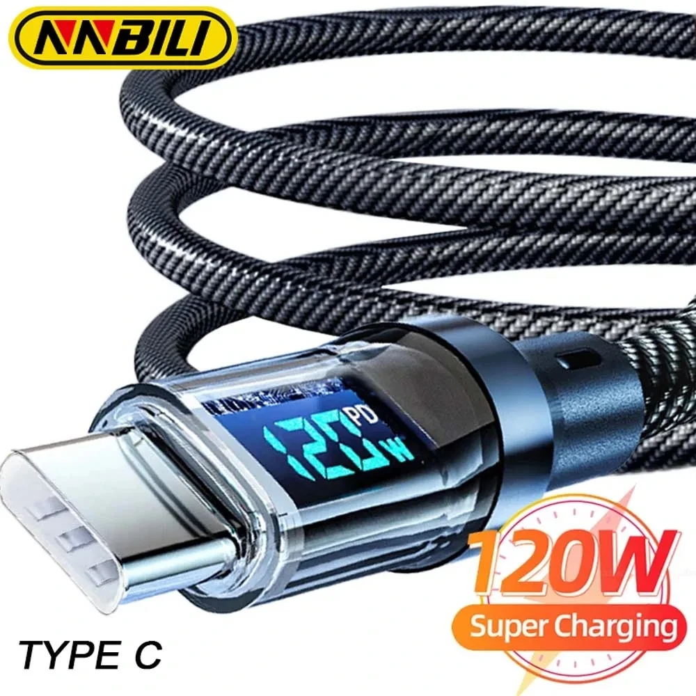 Фото Кабель для быстрой зарядки USB-A на Type-C / Type-C на Type-C с LED-дисплеем и измерителем мощности, 60W/100W, PD, нейлоновая оплетка, 1м/2м №4