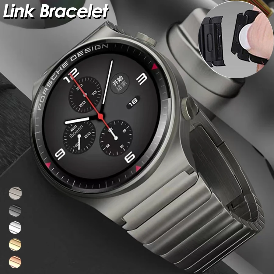 

22mm Luxury Link Strap For Huawei Watch 4Pro GT2/3 46mm Stainless Steel Band For Samsung Gear S3 For Seiko Bracelet Accessories