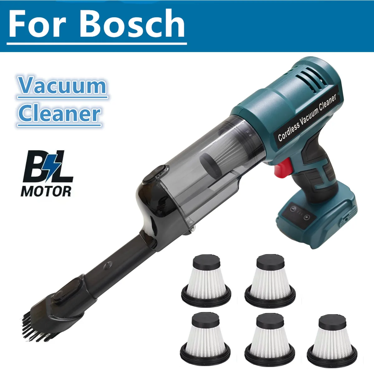 Фото Беспроводной электрический пылесос Bosch 18В с мощным двигателем 240Вт, портативный ручной пылесос для пола, ковров и автомобиля №1