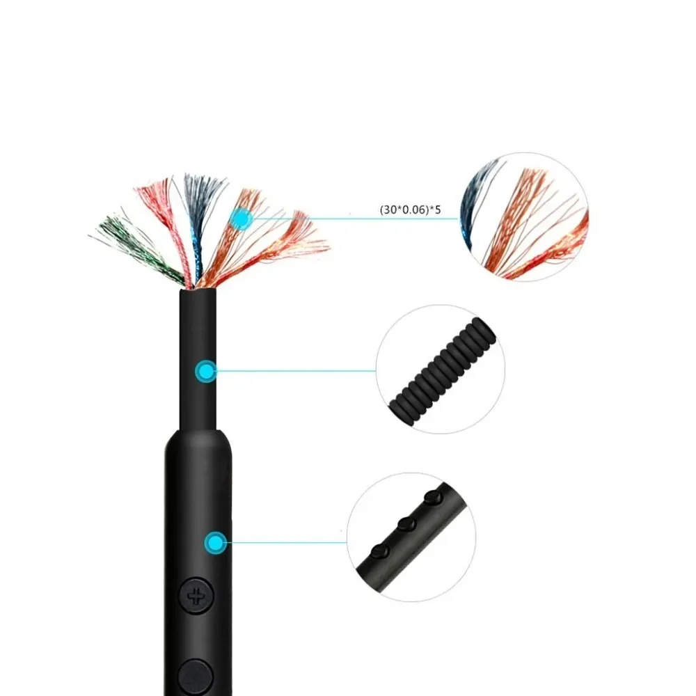 Пружинный сменный OFC-удлинитель Aux 3 5 мм для наушников Bluedio T7 + T5 T5S T6 T6S V2 TM TMS