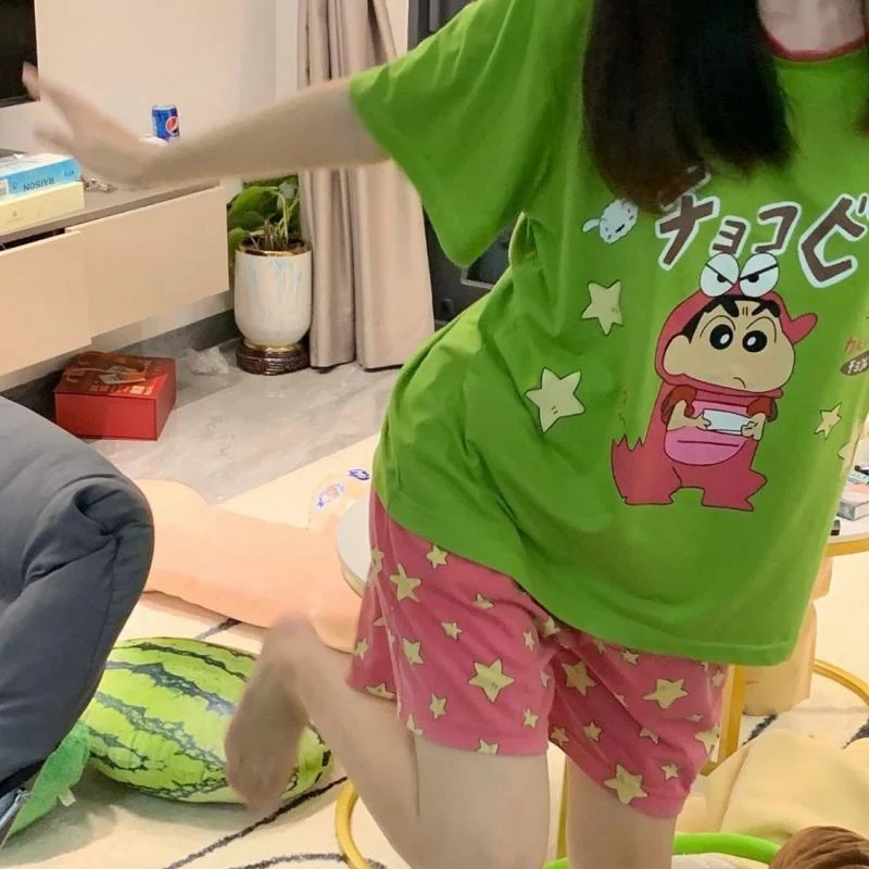 Kawaii Crayon Shin Chan аниме с коротким рукавом Bandai милые Мультяшные Летние Новые Домашние