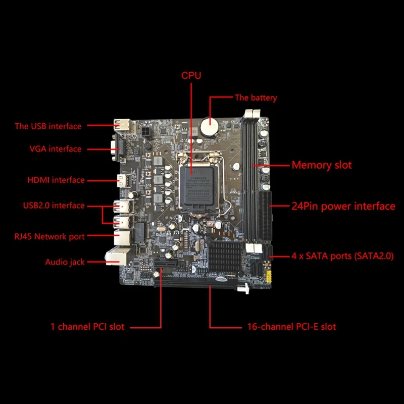 H61 компьютерная материнская плата LGA 1155 DDR3 поддерживает двухъядерный