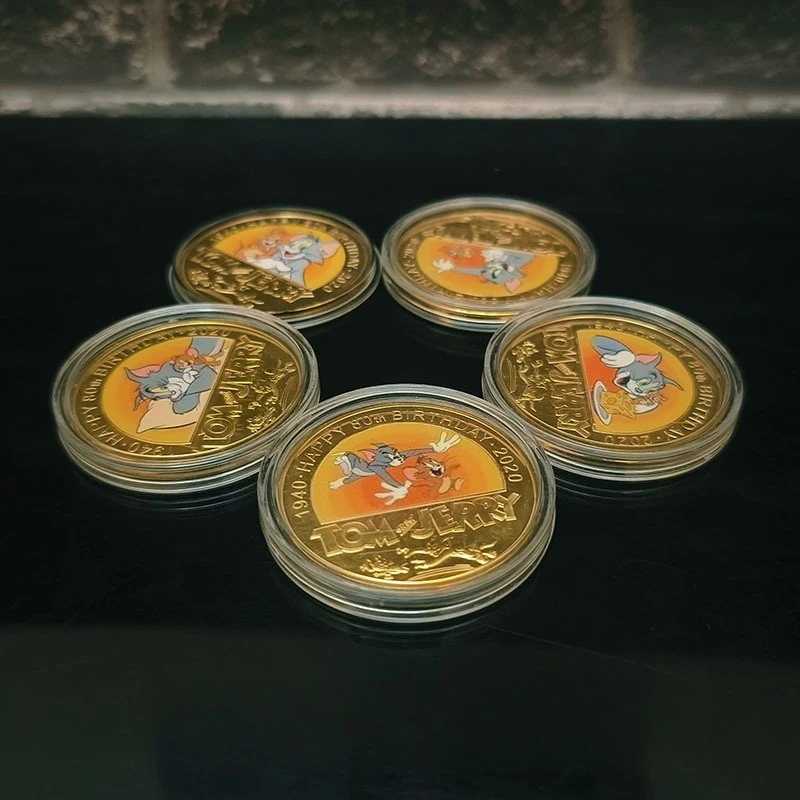 

Минозо аниме позолоченные памятные монеты Том и Джерри металлический значок ремесленные подарки мультяшные периферийные устройства детские подарки на день рождения
