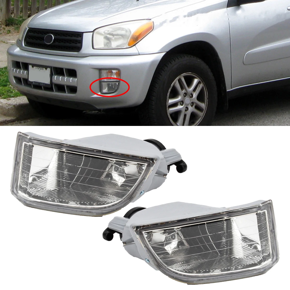 

1 Pair Car Front Bumper Fog Lamp Light Shell without Bulb 8121142020 8122142020 Fit for Toyota RAV4 2001 2002 2003 Clear Lens