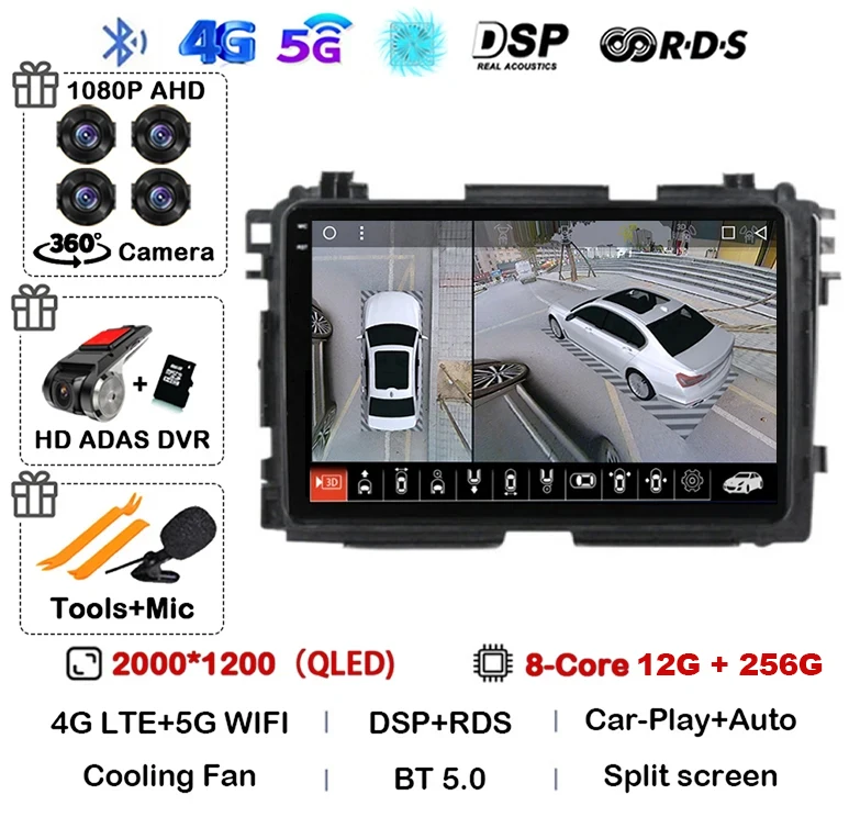 

Android 14 Carplay Auto для Honda Vezel HR-V HRV HR V XRV 2013 2014 2015 2016 - 2019 мультимедийный автомобильный радиоплеер WIFI + 4G стерео