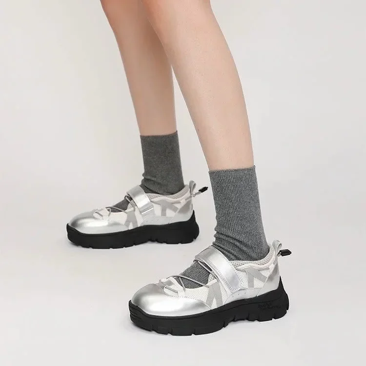 Винтажные женские кроссовки на массивной платформе с эластичной лентой