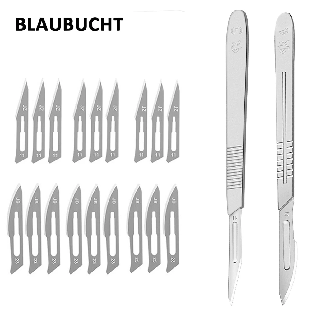 

20pcs 11# 23# Carbon Steel Surgical Scalpel Blades with Handle Engraving Craft Knives Cutter Graver Screen Film DIY Cutting Tool