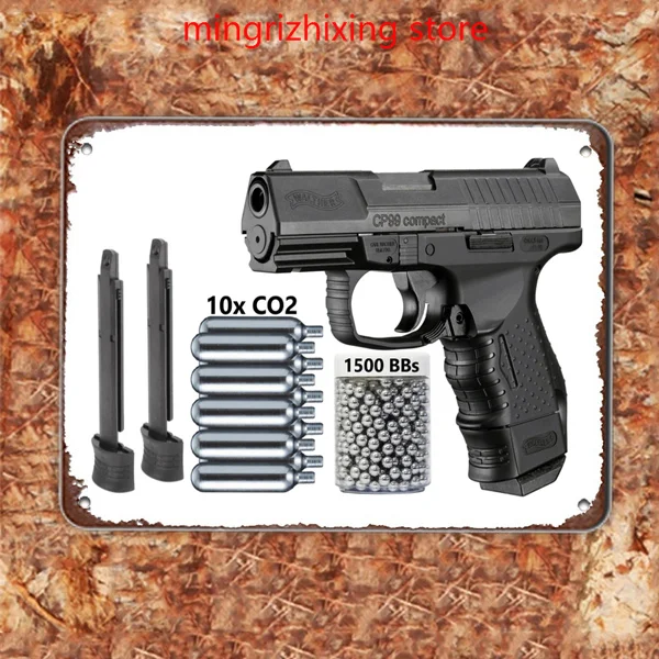 Оловянный знак Umarex Walther Cp99 Compact - Blowback Co2 .177 Cal Bb пистолет-345 Fps металлический