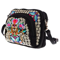hot vintage boho women handbag flower totes embroidery shoulder bag shoulder bag travel pouch zip bag