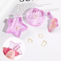 nail art embossed mold metal hollow slice frame bend curve tools pink acrylic radian stick decorations diy manicure accessory