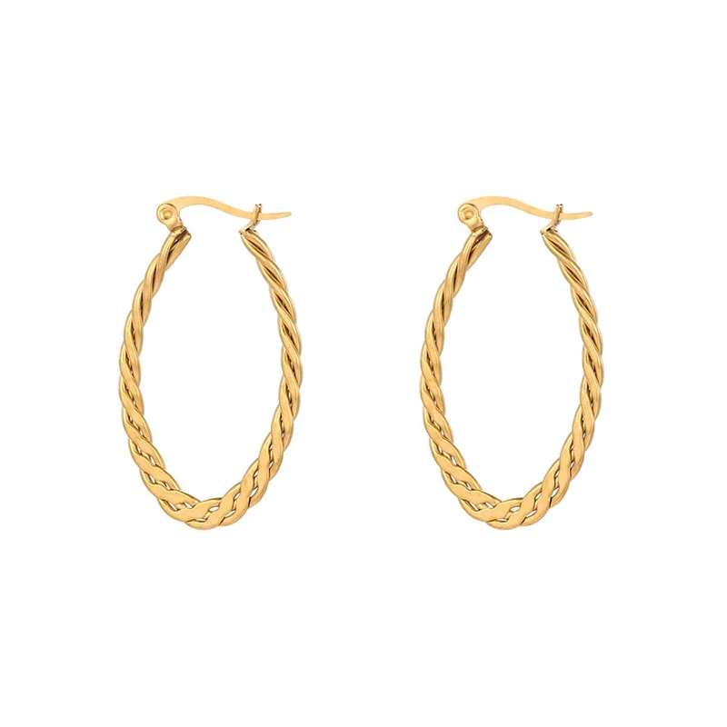 

2pcs/set Circle Hoop Earrings for Women Gold Color Earings Stainless Steel Boucle Oreille Femme Fashion Jewelry Accessories