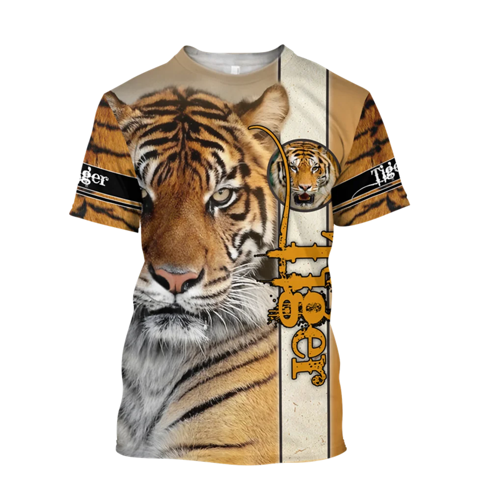 

2022 New Men's 6XL Animal Tiger 3D Print Oversized Fashion Men's Short Sleeve T Shirt Streetwear