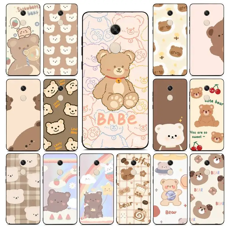 

Cartoon Brown Bear Cute Phone Case for Redmi Note 8 7 9 4 6 pro max T X 5A 3 10 lite pro