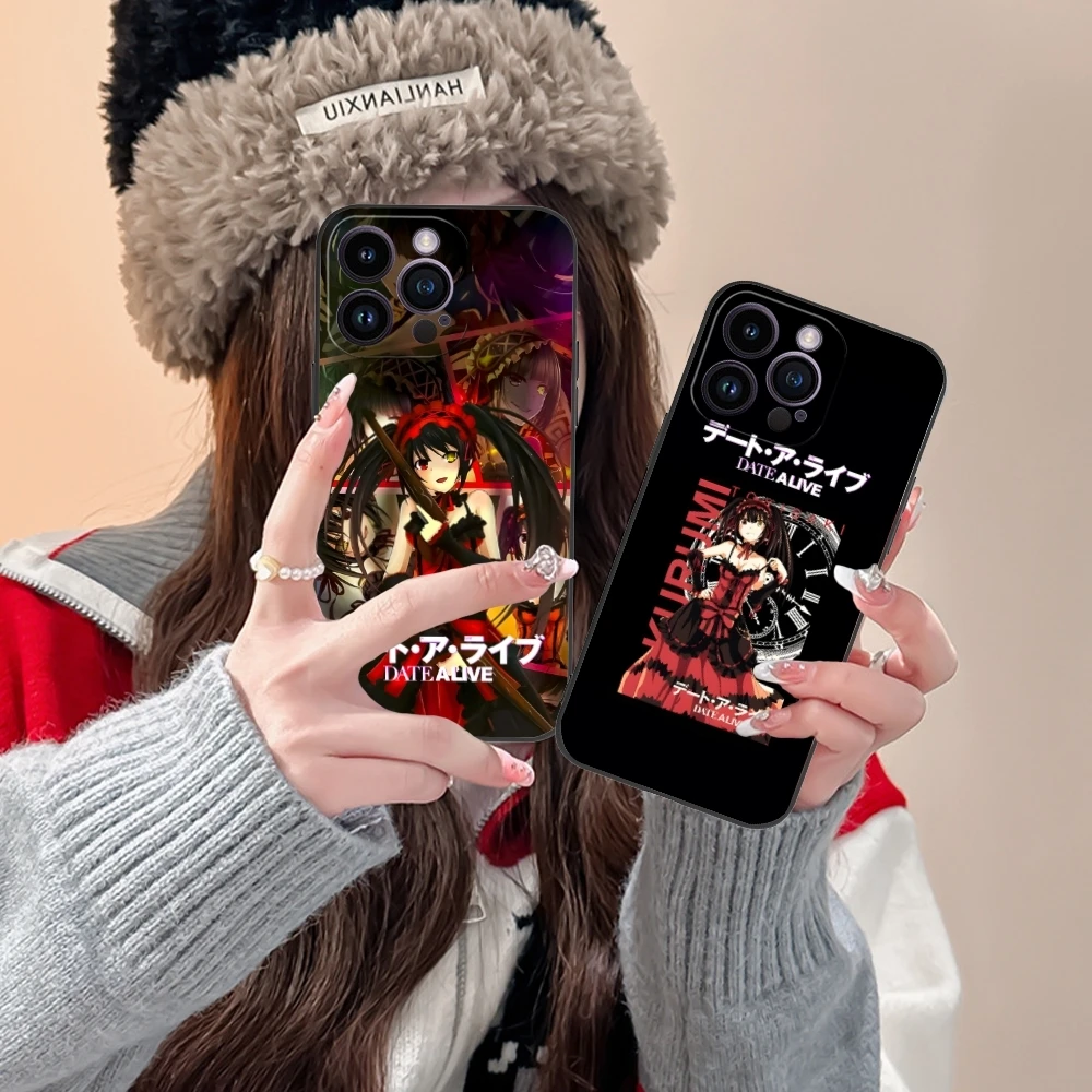 Чехол для мобильного телефона Kurumi Tokisaki iPhone 15 14 13 12 11 X XR XS 8 7 Pro Max Plus Mini черный мягкий