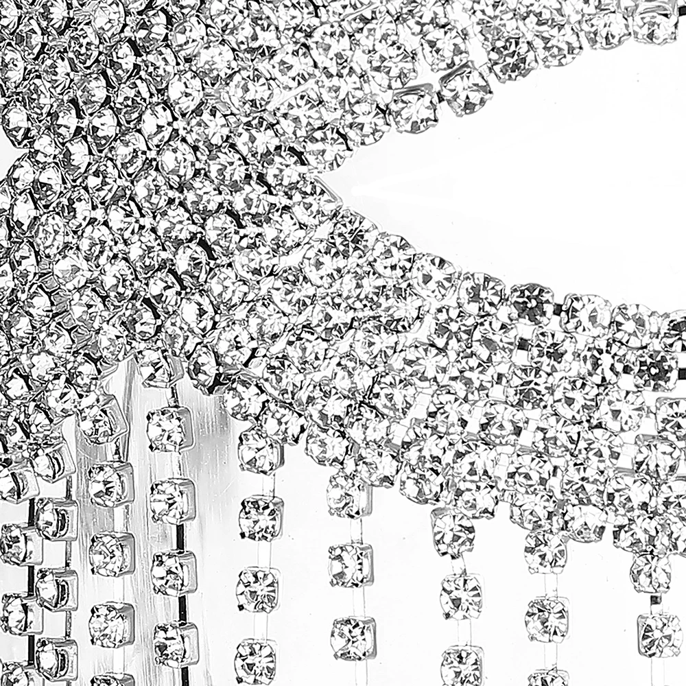 Halloween Rhinestone Head Chain Facemask Women Masquerade Tassel Mask Cosplay Nightclub Rave Festival Party Punk Jewelry Acc