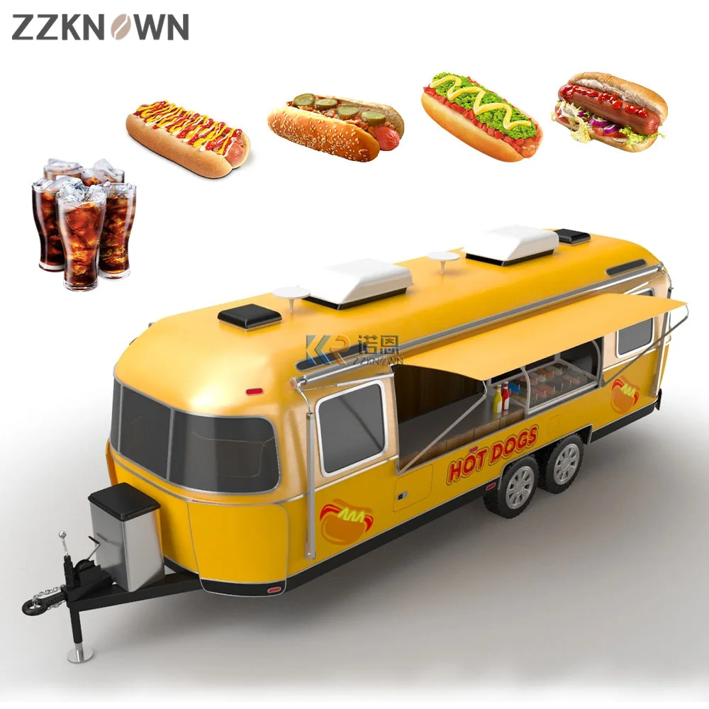 Outdoor Mobile Fast Food Trailer for Sale Popsicle Ice Cream Vending Carts Hot Dog Kiosk Customized Food Truck
