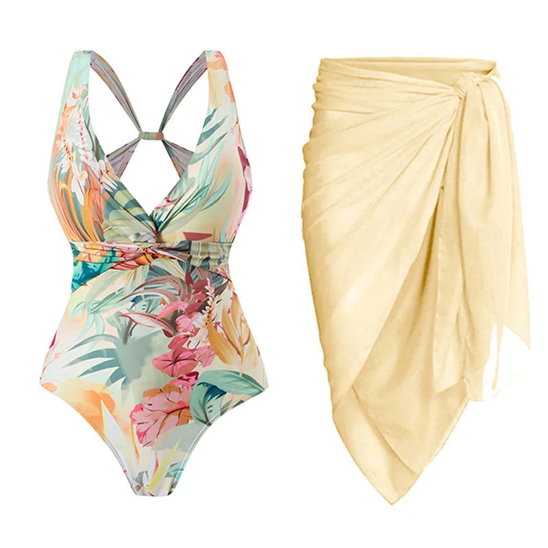 

2023 Women Summer Clothes Flower Print Casual Tank Tops Bodysuits And Skirt Fitness Skinny Outfit Suit Two Piece 2pc Sets