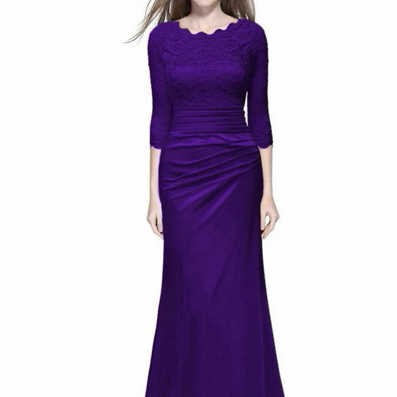 Mandylandy женское элегантное кружевное платье с вышивкой на весну и осень, винтажное однотонное облегающее платье с круглым вырезом и высокой т...