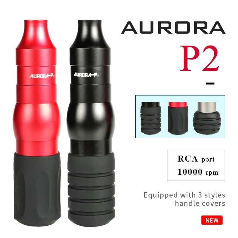 

New Aurora 2 Tattoo Machine Rotary Cartridges Pen Motor Space Aluminum For Cartridge Needle Tattoo Gun With 3pc Tattoo Grips