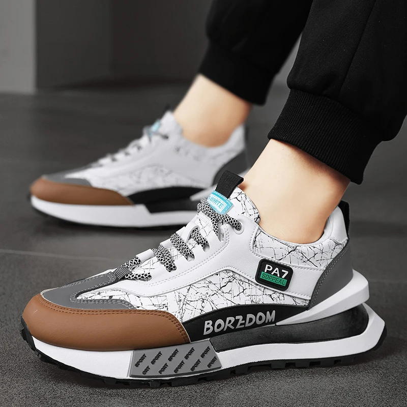 

Autumn Leather Trendy Men's Vulcanized Shoes Casual Shoes Running Sneakers