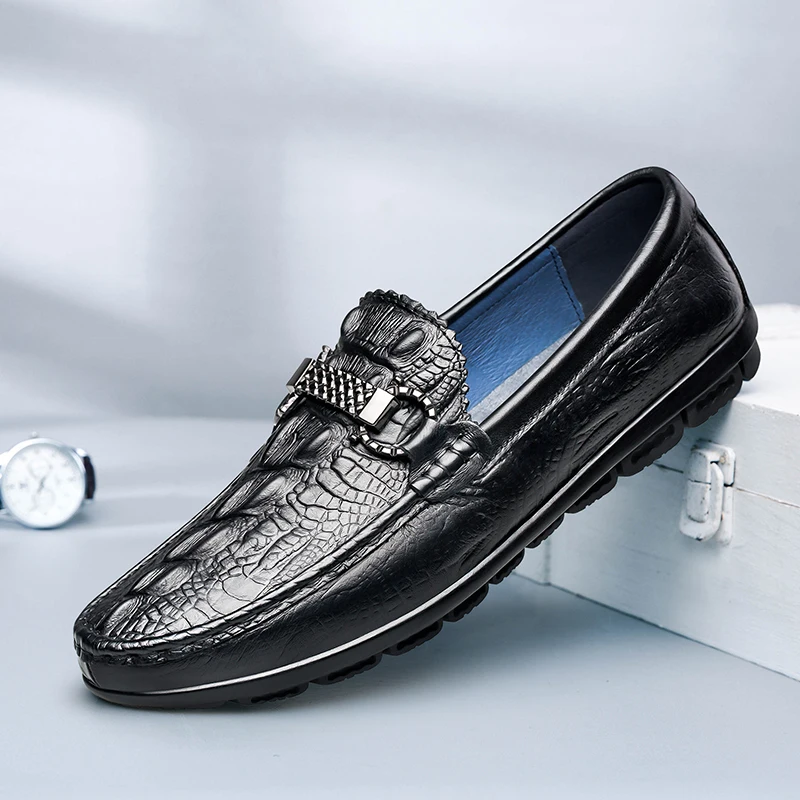 

New Men Loafers Real Leather Shoes Fashion Upscale Men Boat Shoes Brand Mens Casual GenuineLeather Shoes Male Flat Shoes