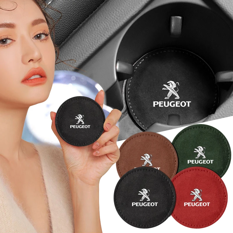 

Car Cup Holder Pad PU Leather Slot Non-slip Coaster Mat Car Goods For Peugeot 206 207 307 3008 2008 308 407 408 508 301 208 RCZ