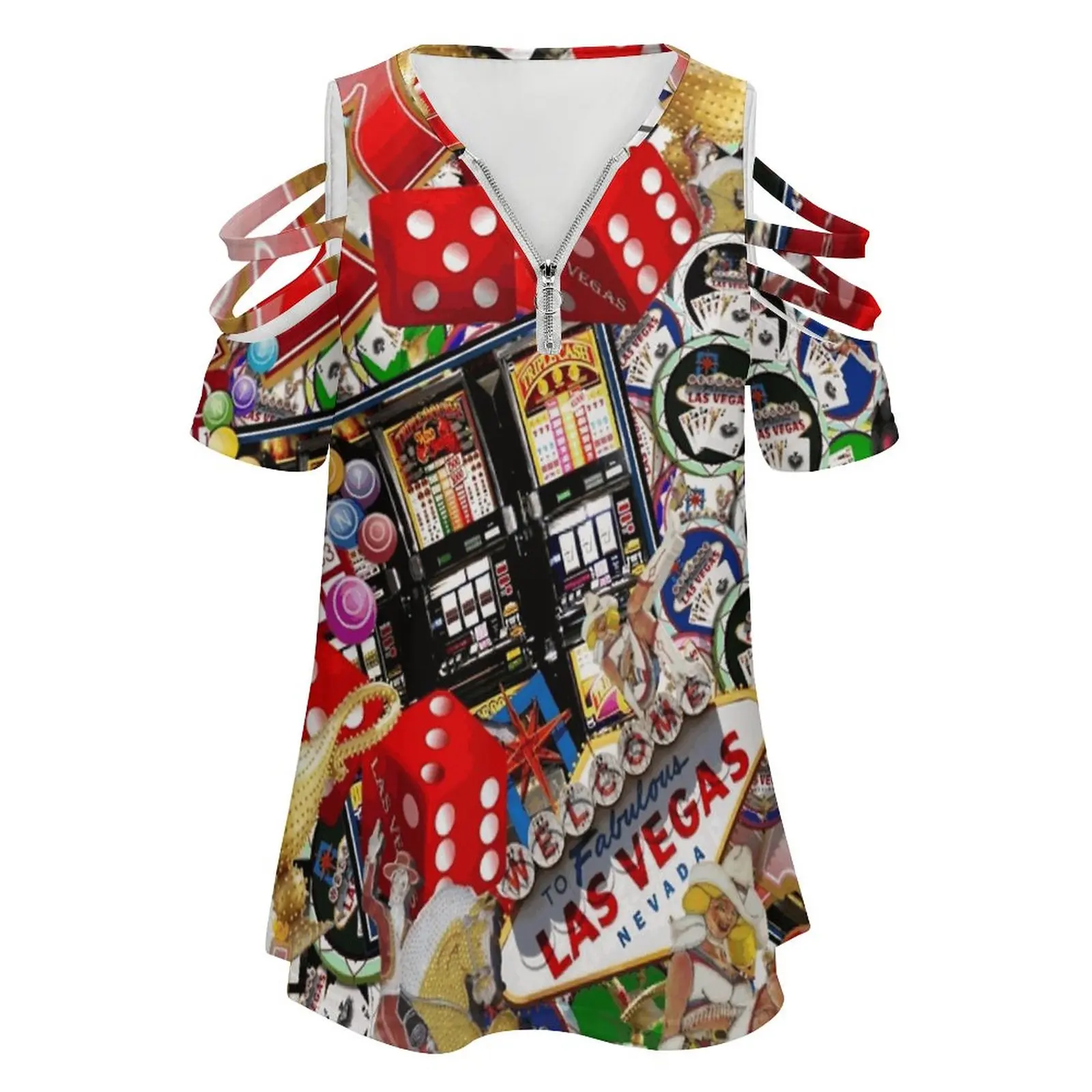 Gamblers Delight-Las Vegas Icons Женская футболка с круглым вырезом Повседневные топы