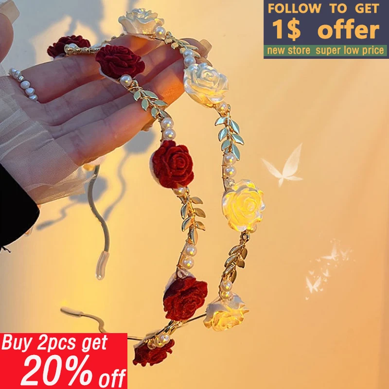 

Luxurious Elegant Rose Vine Headband Accessories Headdress Girls Metal Flower Tiara Hairbands Tiara Wedding Hair Hoop Women