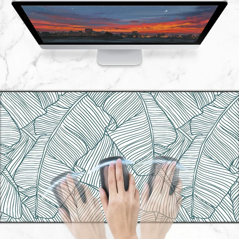 

Large Mouse Pad Gaming Mat Mats Concise Style Deskmat Kawaii Stripes Laptop Trends Xxl Gamer Leaves Pc Non-slip Mause Pads Anime