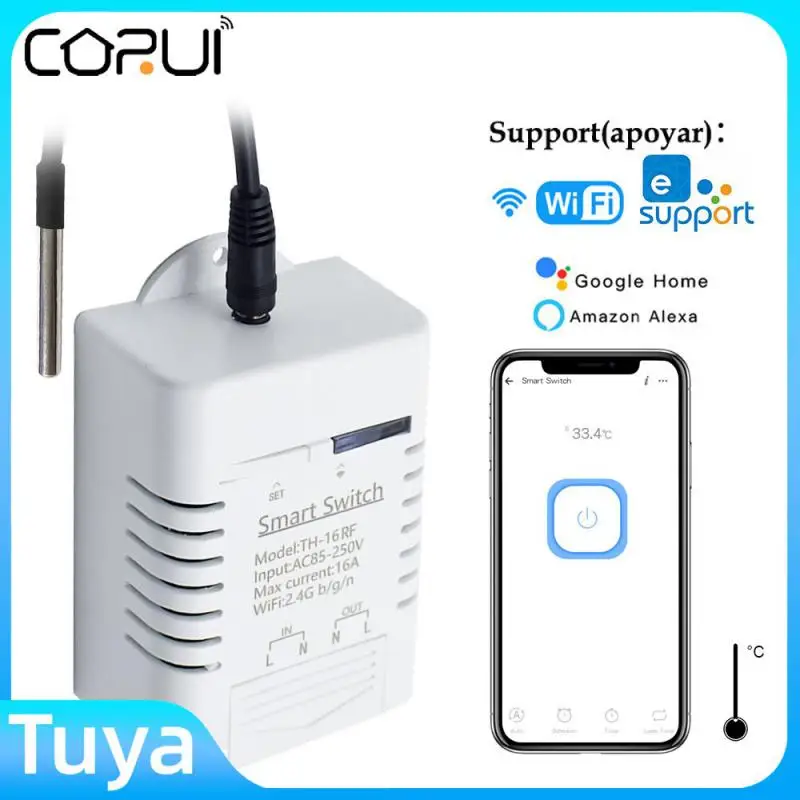 

EWeLink TH-16 Smart Wifi Switch 16A/3500W Monitoring Temperature Waterproof Wireless Home Automation Kit For Alexa Google Home